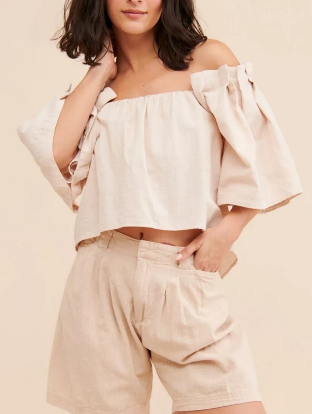 Anthropologie Sovere Origami Off-The-Shoulder Top In Ivory Size Small